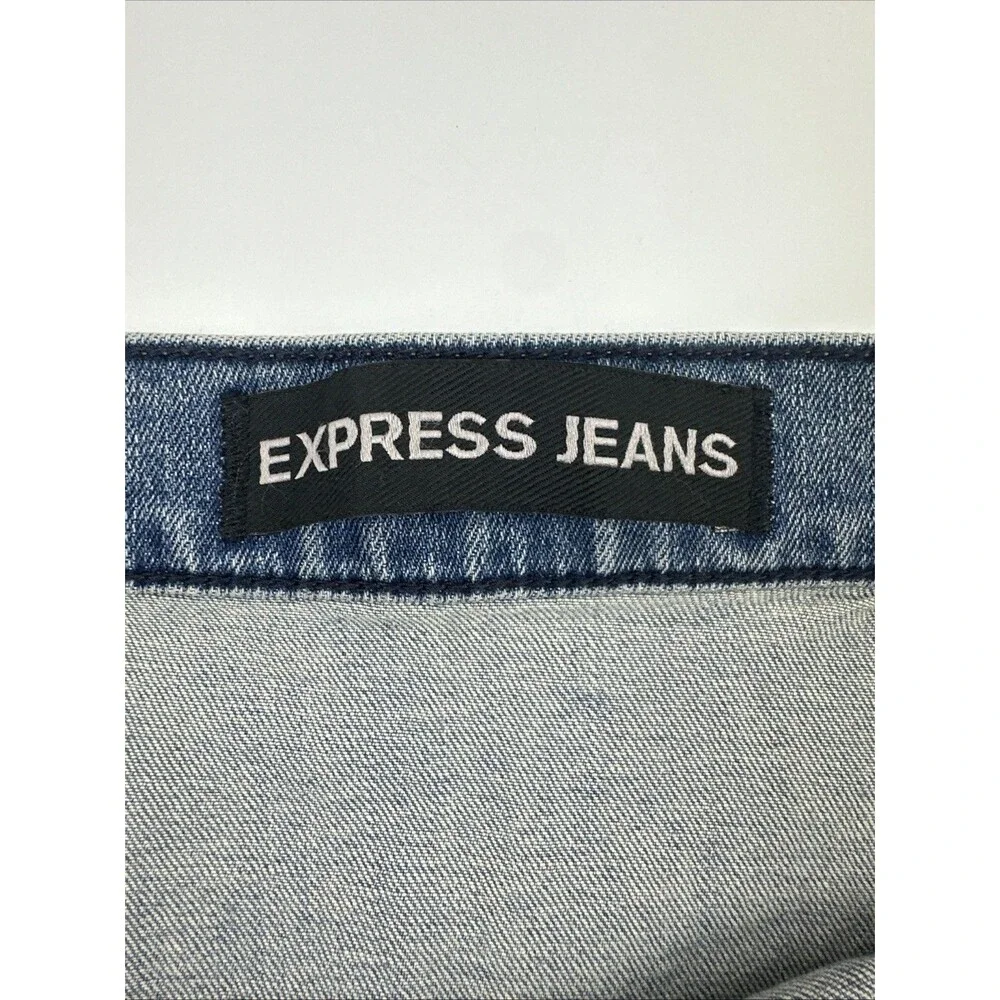 Express Jeans Denim Midi Skirt Button Front A-line Western Country Boho Women 14